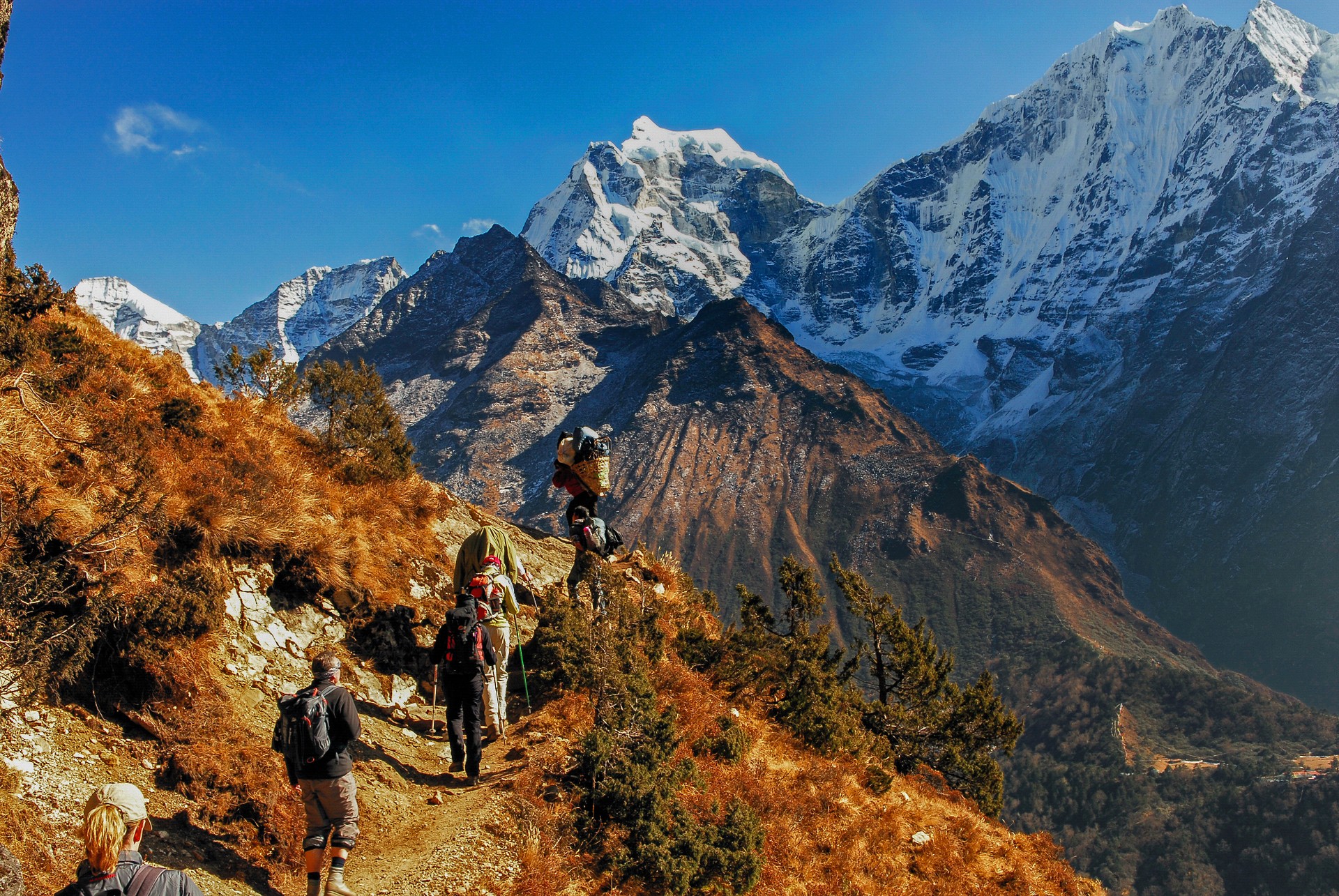 Hikers in Nepal's Sagarmatha National Park