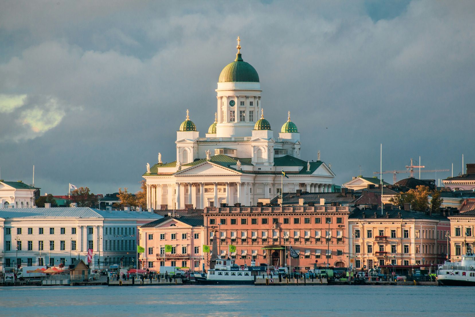 Cathedral and harborfront in Helsinki, Finland