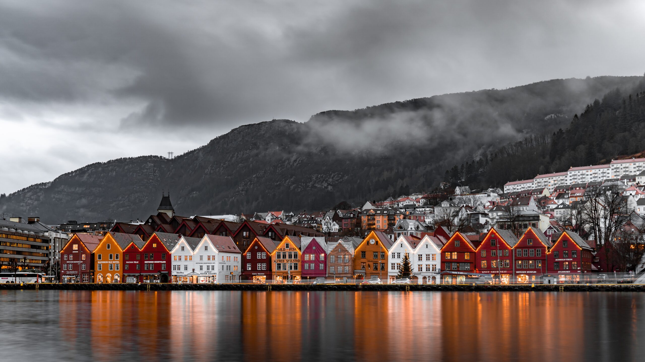 Colorful houses along the waterfront in Bergen, one of the top destinations to visit on Scandinavian tours for seniors