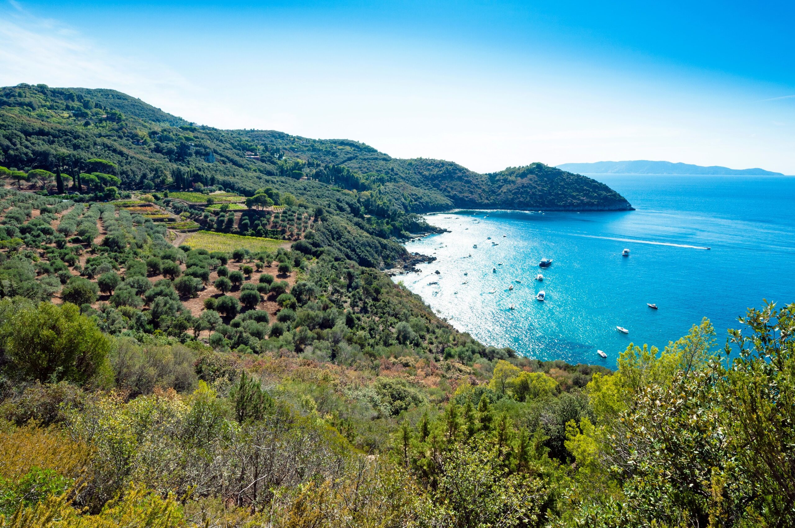 Sunny coastal scene of Monte Argentario in Tuscany, Italy