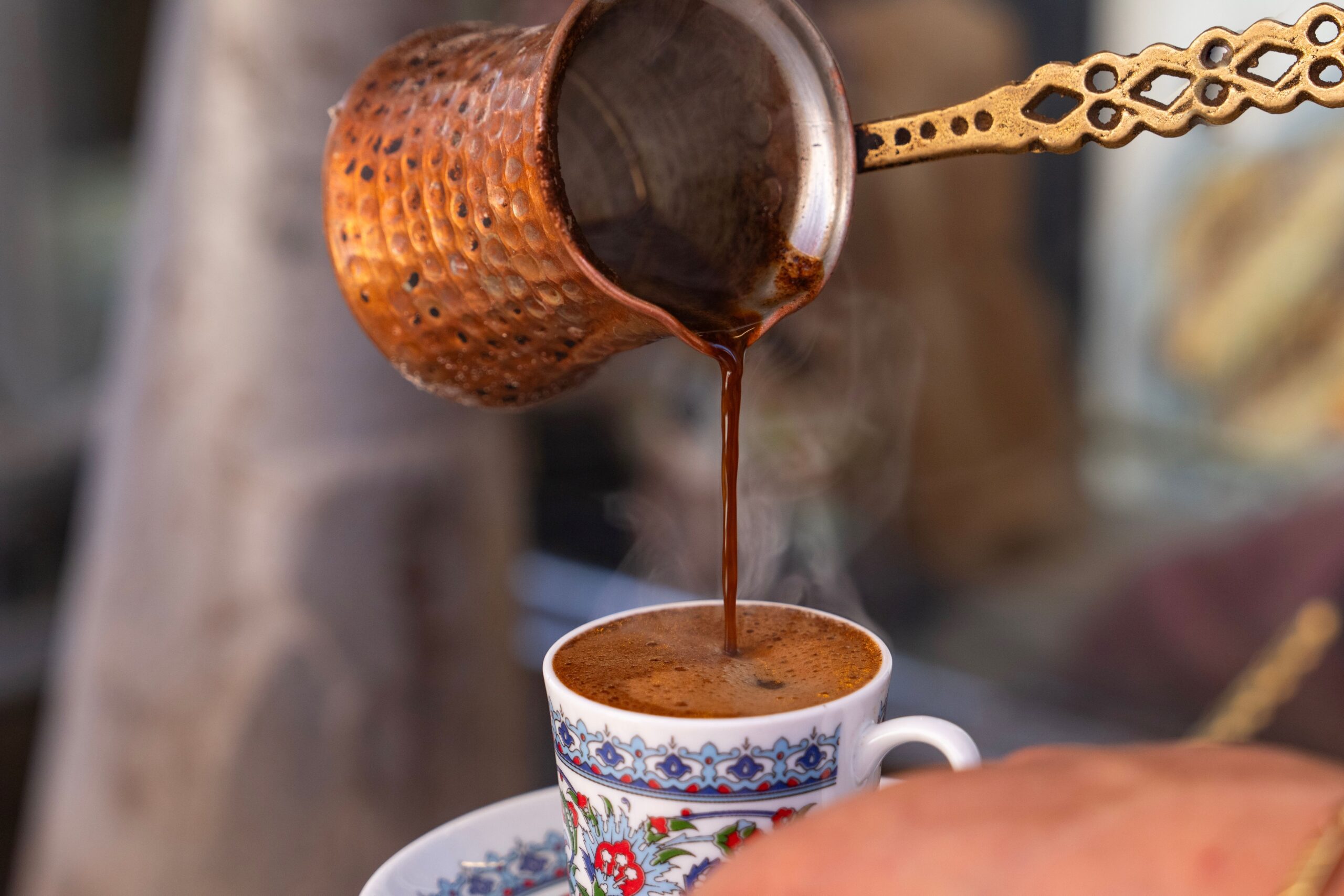 Traditional Turkish coffee being served in Istanbul