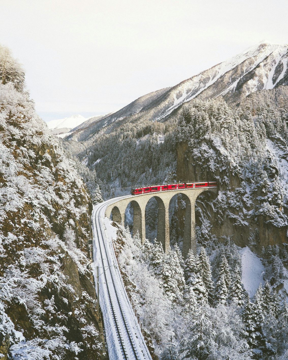 Winter train travel in Switzerland