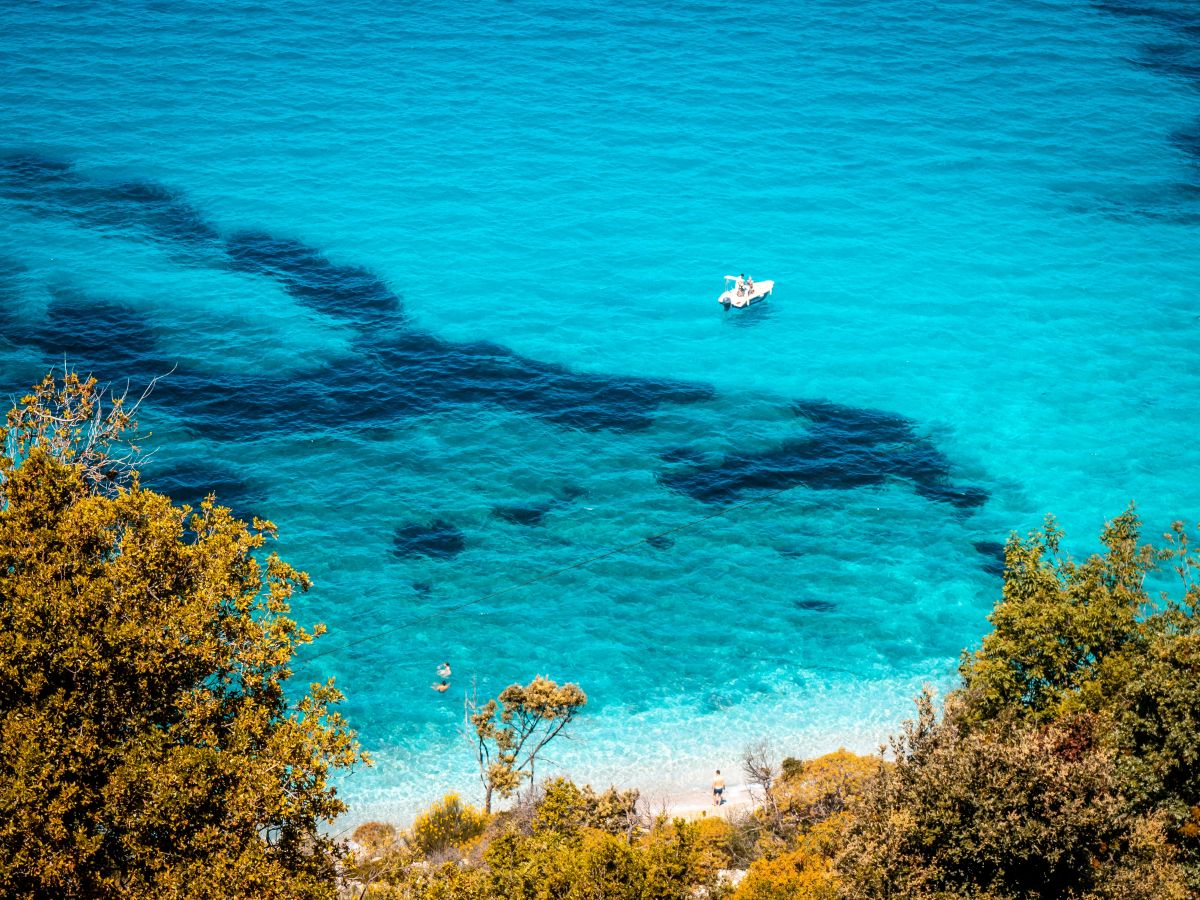 Boat on the water in Butrint National Park, Albania