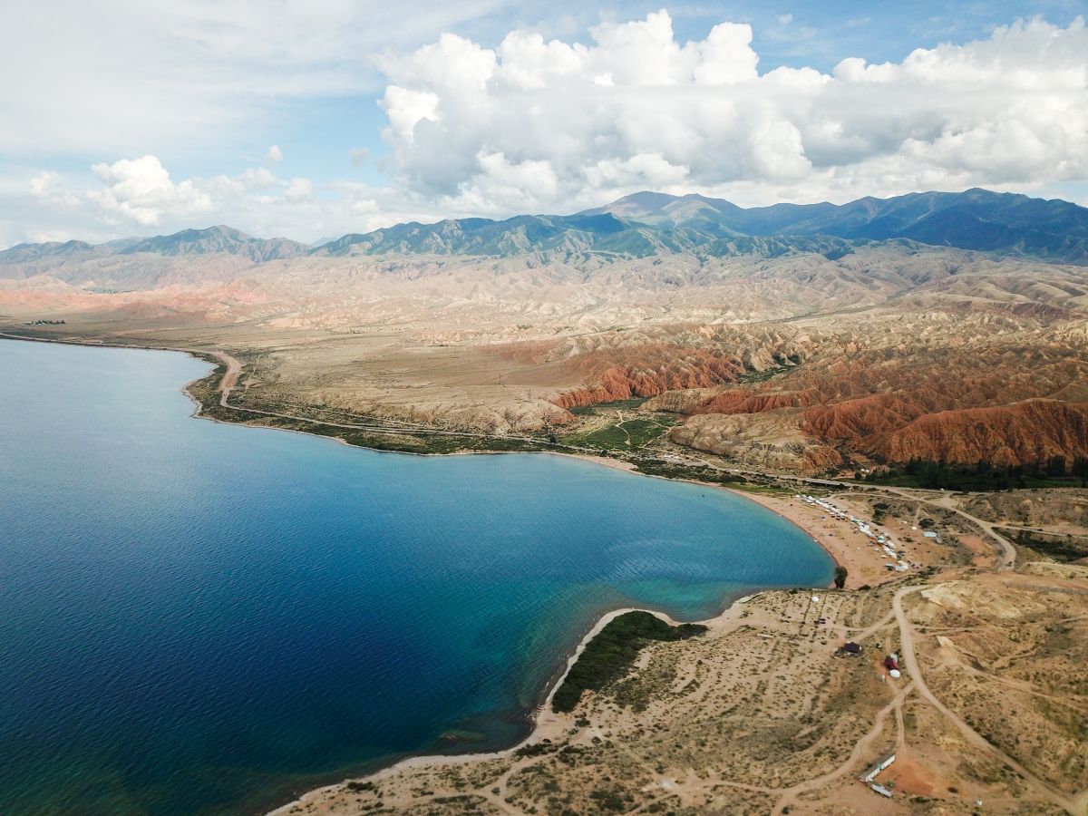 Issyk Kul lake aerial, Kyrgyzstan