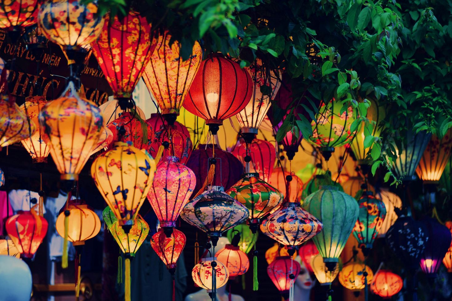 Colorful lanterns hanging in Hoi An, Vietnam