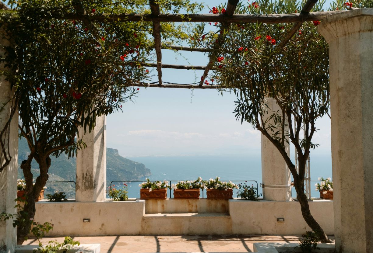 Leafy terrace in Ravello, Italy, a must-visit on an Amalfi Coast trip from Rome