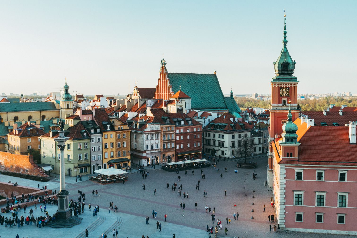 Warsaw's old town square in soft light