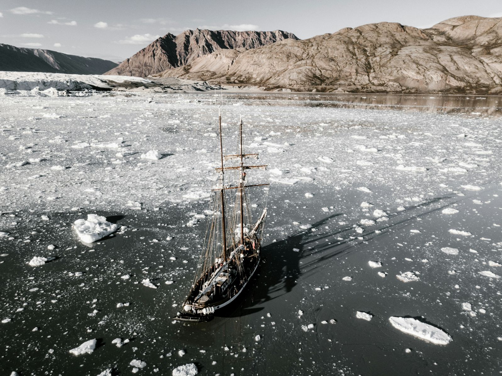 Ship on icy water