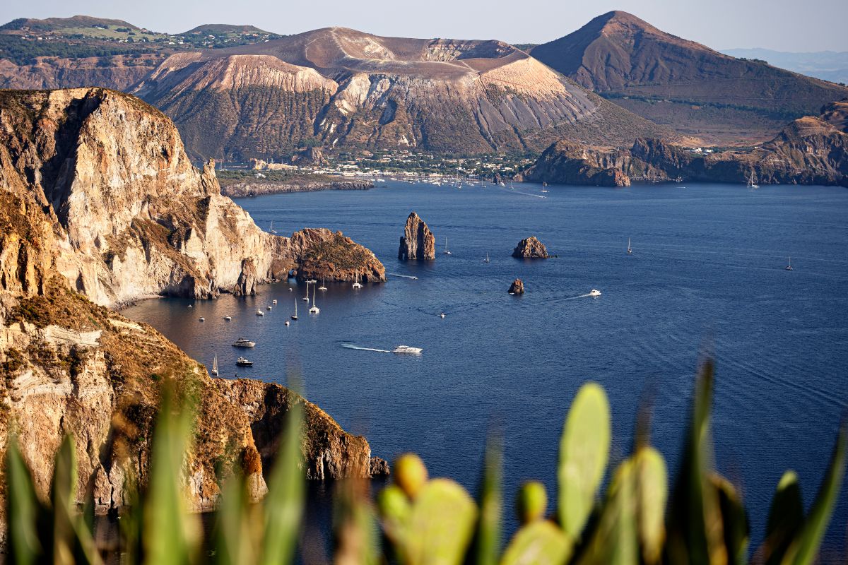 View of Vulcano and the Aeolian islands