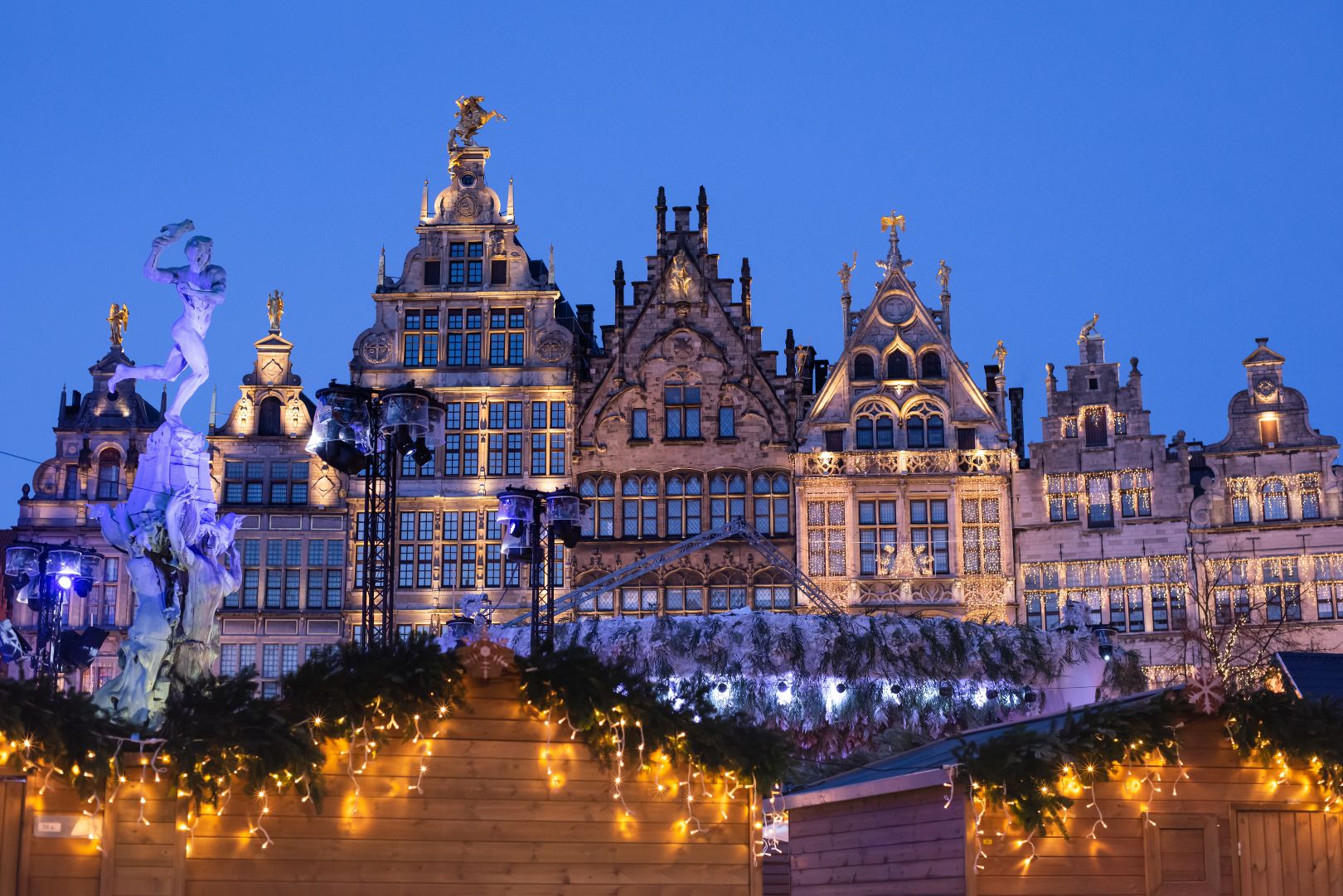 Christmas market stalls in Antwerp, Belgium