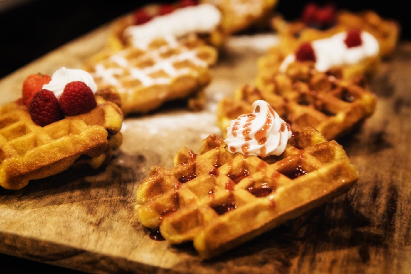 Must-try Belgian food: waffles with cream and fruit