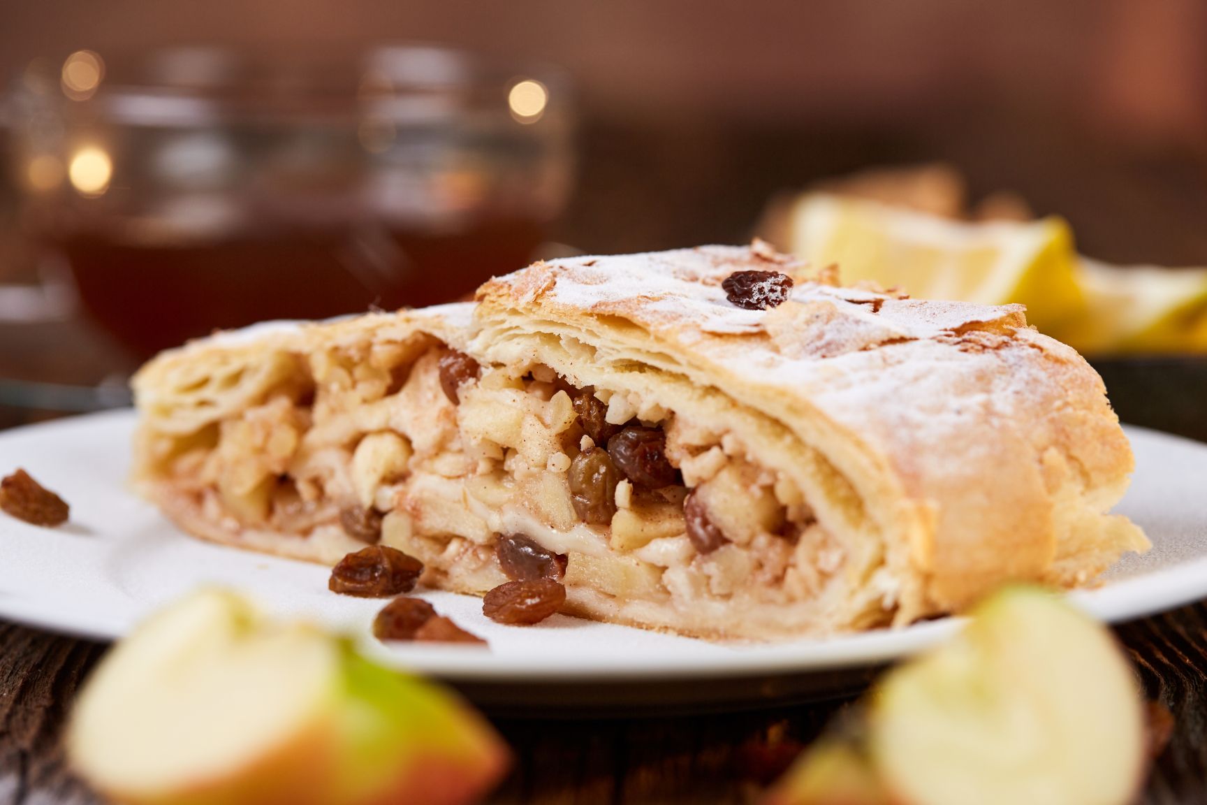Apfelstrudel with raisins