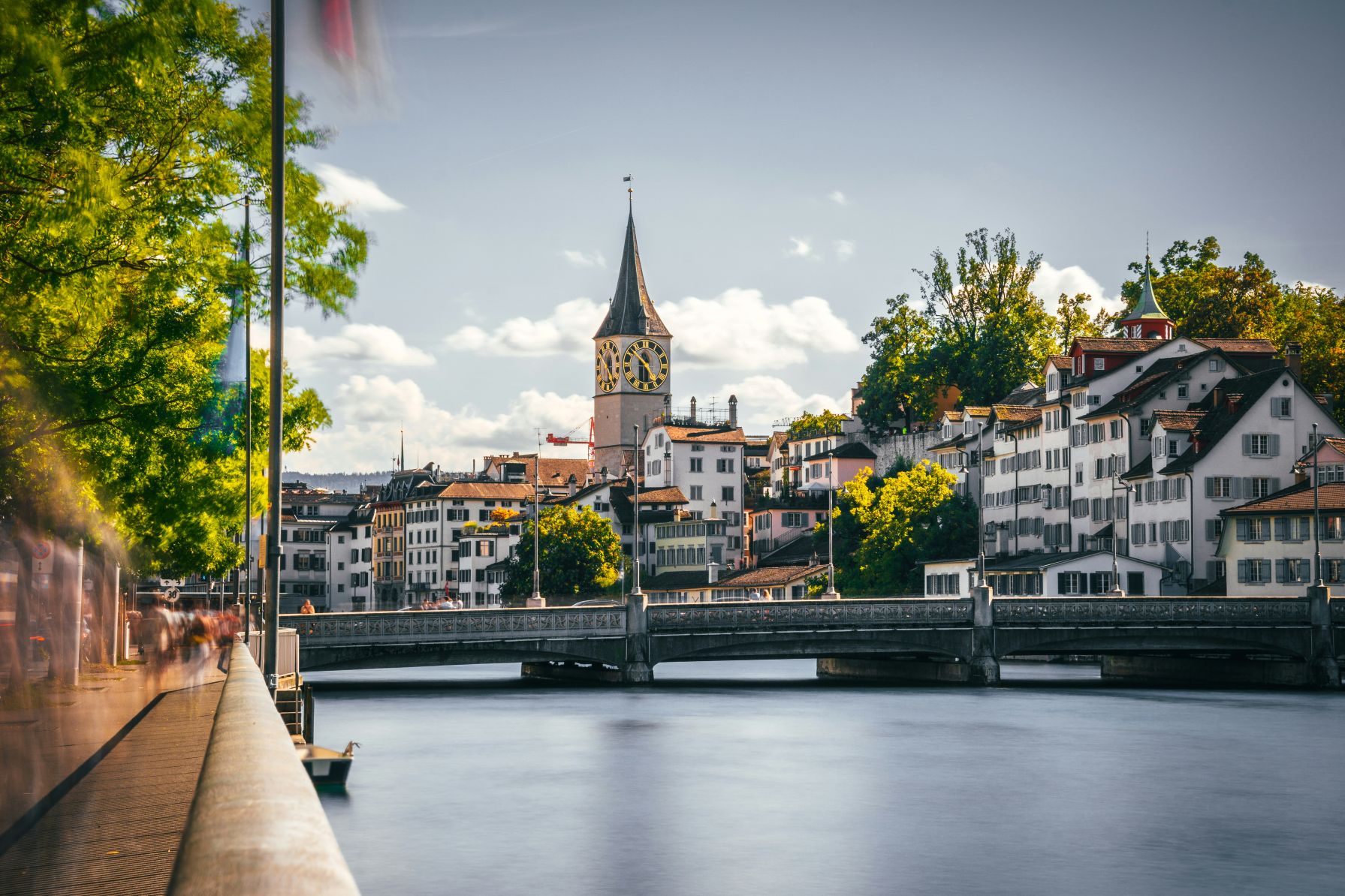 Charming riverfront landscape of Zurich in Switzerland