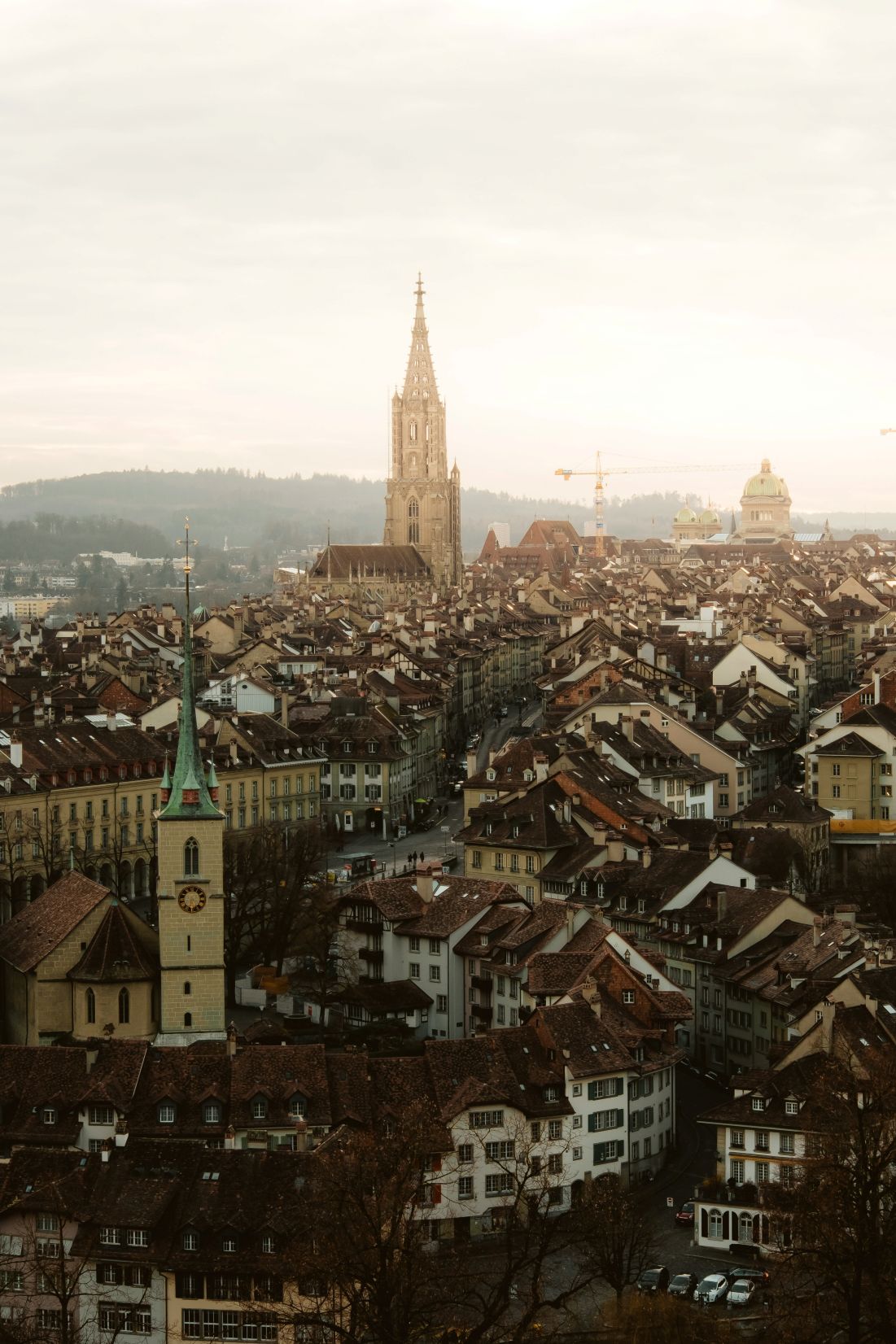 Where to go in Switzerland: rooftops of Bern in soft light