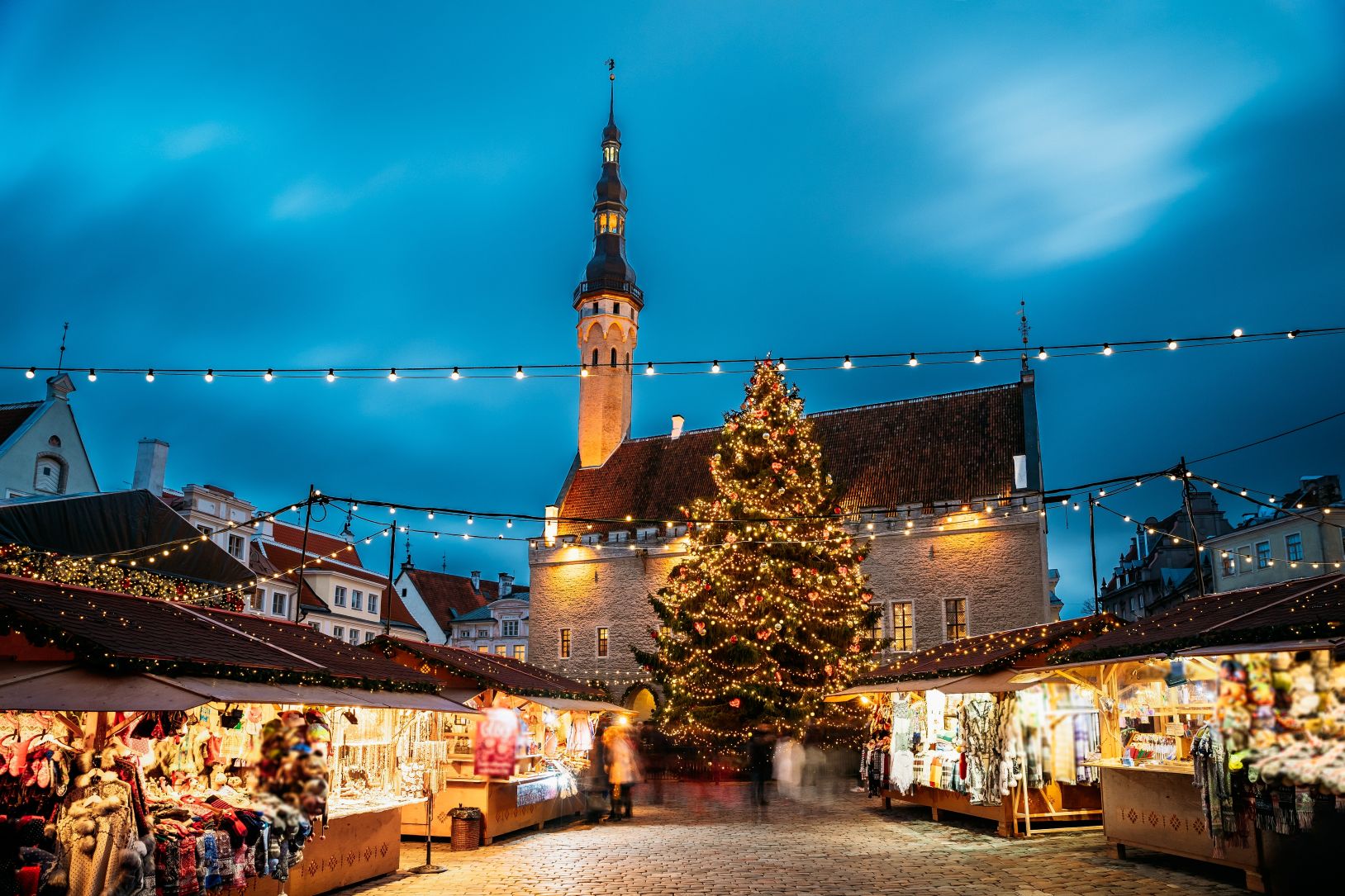 Tallinn's Christmas market by evening, a great addition to any itinerary when visiting the Baltics