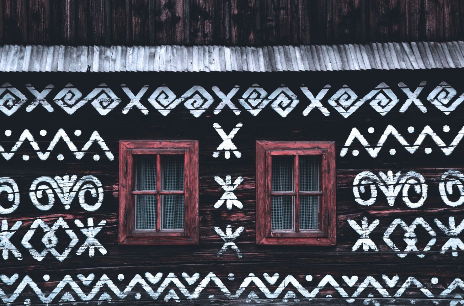 Painted house facade in Čičmany, Slovakia