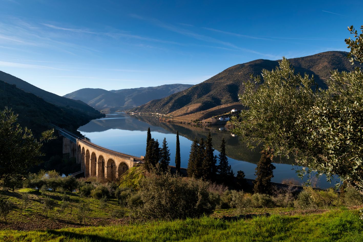 Train travel in Europe: viaduct across the Douro River in Portugal