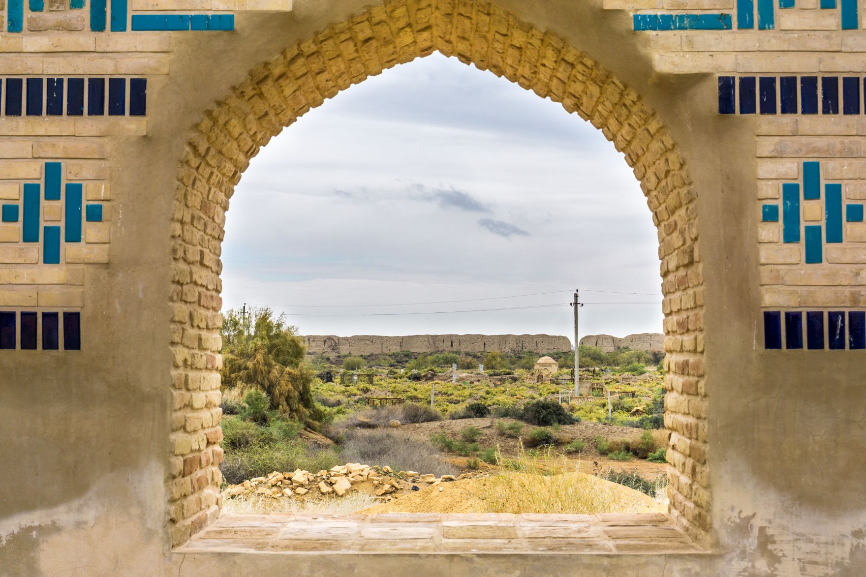 Exploring Central Asia on Silk Road tours: Askhab Mausoleum overlooking the old city of Merv in Turkmenistan