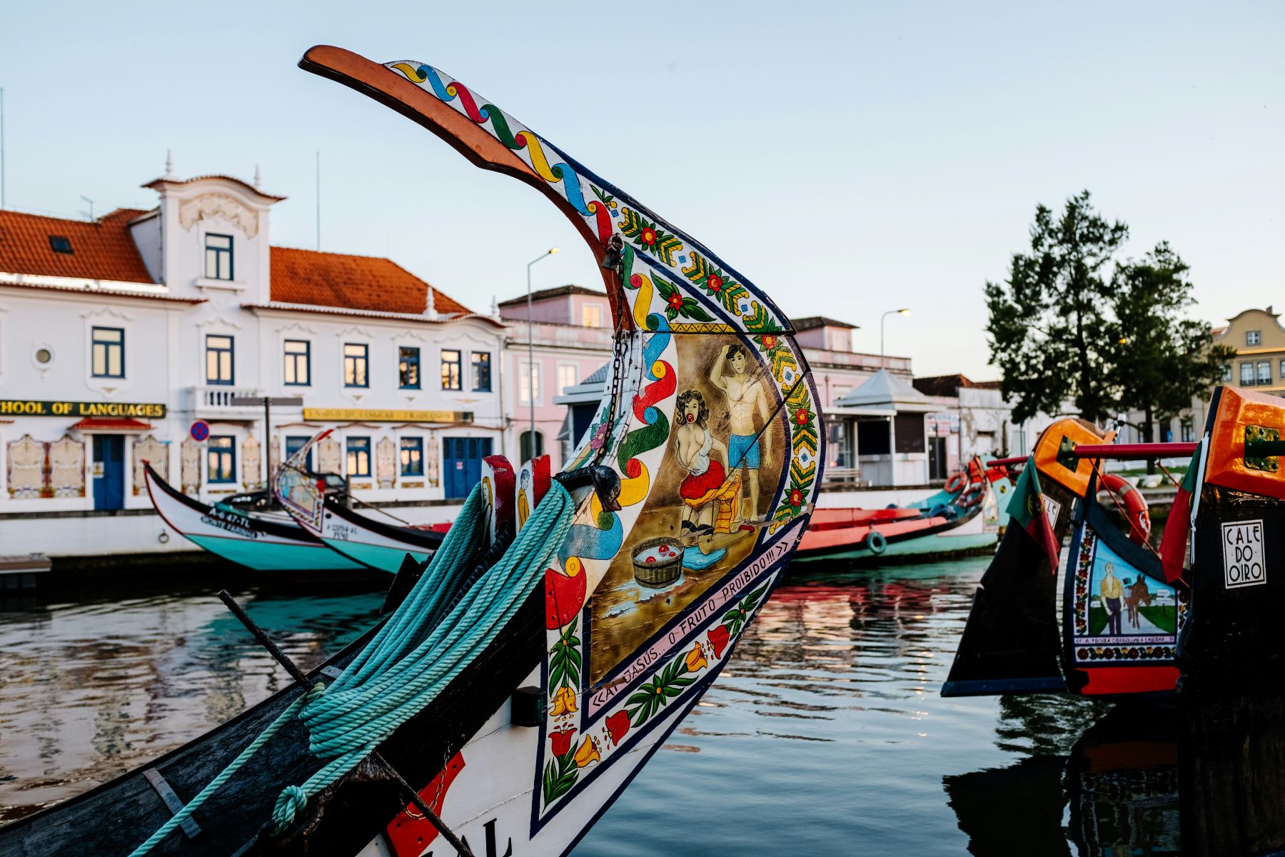 Close-up of a boat on the river in Aveiro