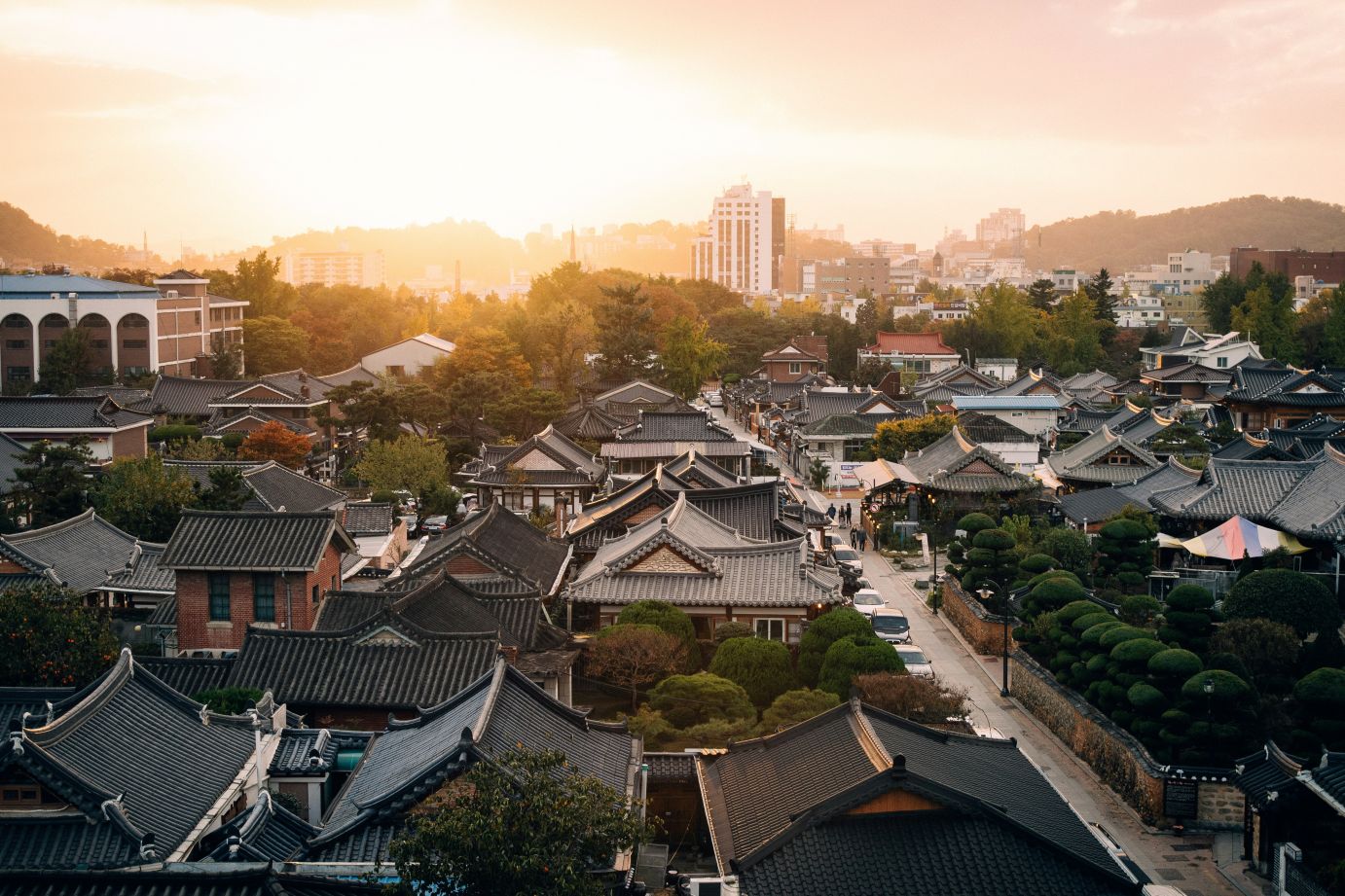 Explore South Korean culture villages such as in Jeonju Hanok Village