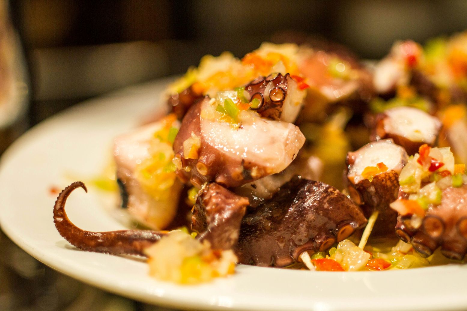 A plate of squid, a local pintxos specialty in San Sebastián, one of the best cities for foodies in Spain