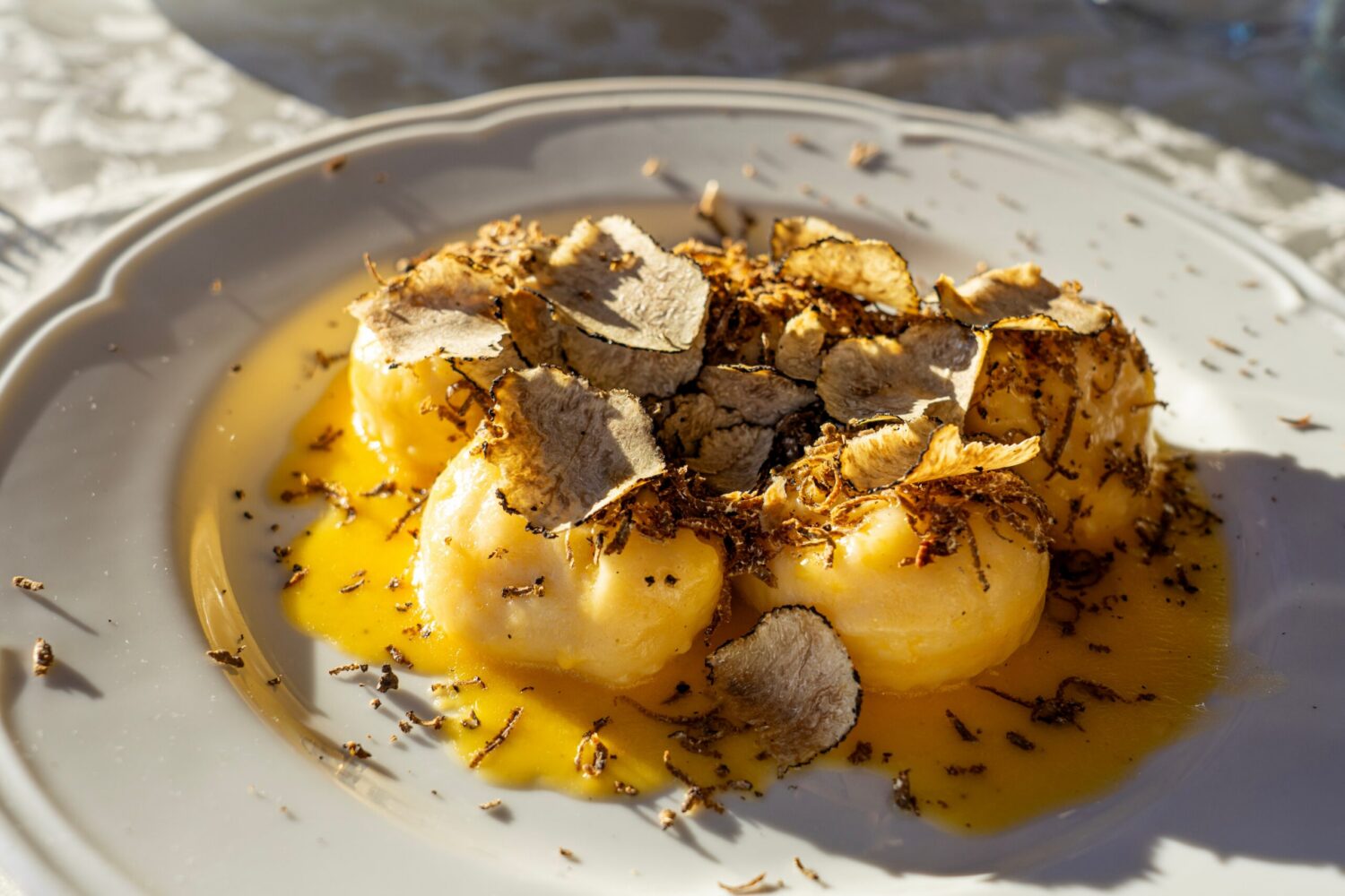 Dumplings filled with truffles, served in Groznjan