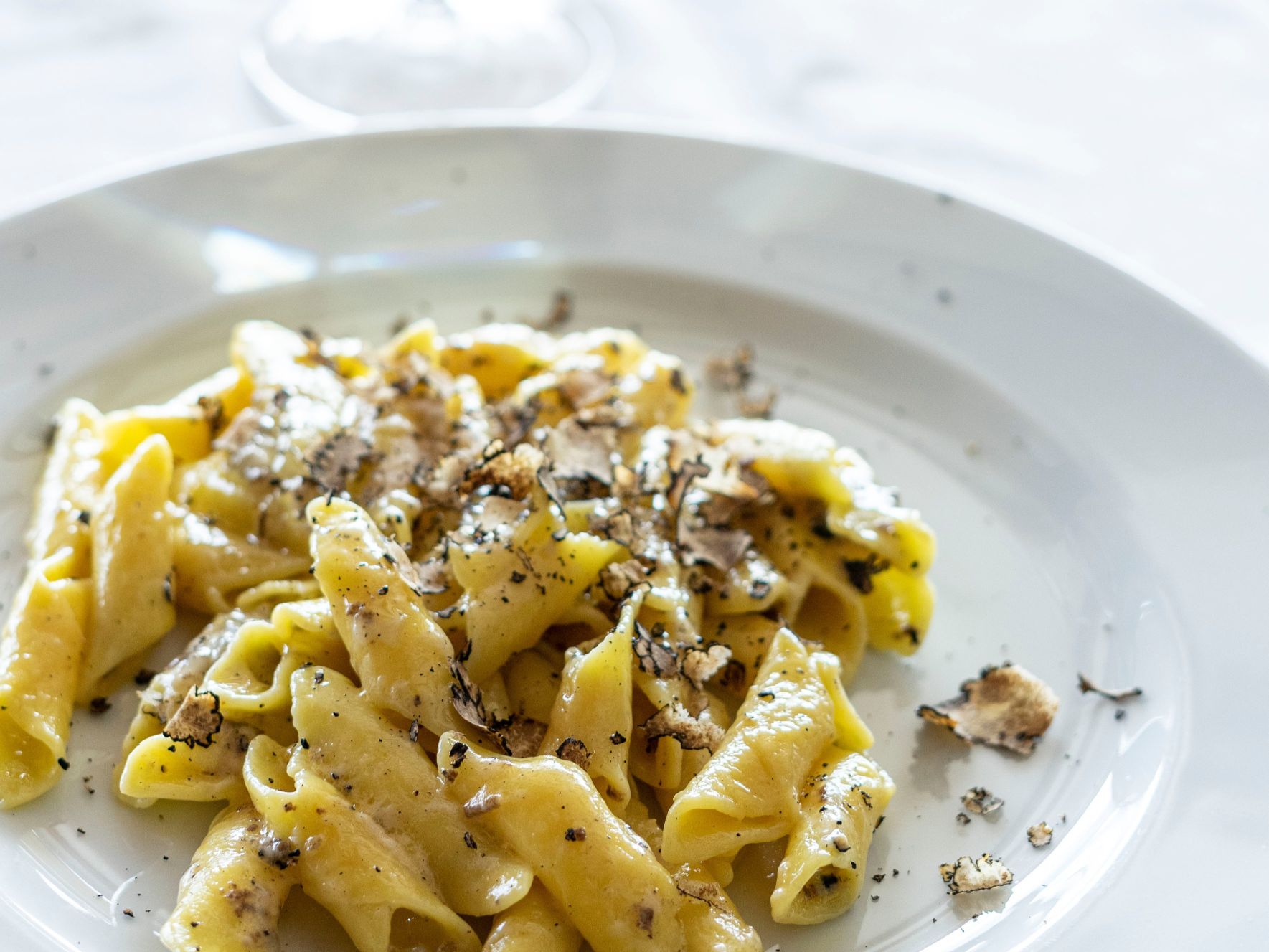 A plate of fuzi pasta, traditional Croatian food from Istria