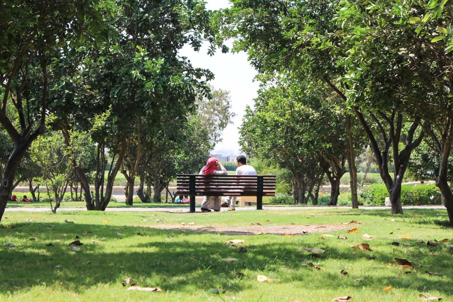 Couple on a bench at Al-Azhar Park, Cairo