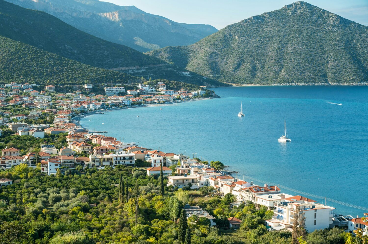 The coastal landscape of Tyros, a lovely option when exploring lesser known Greek islands